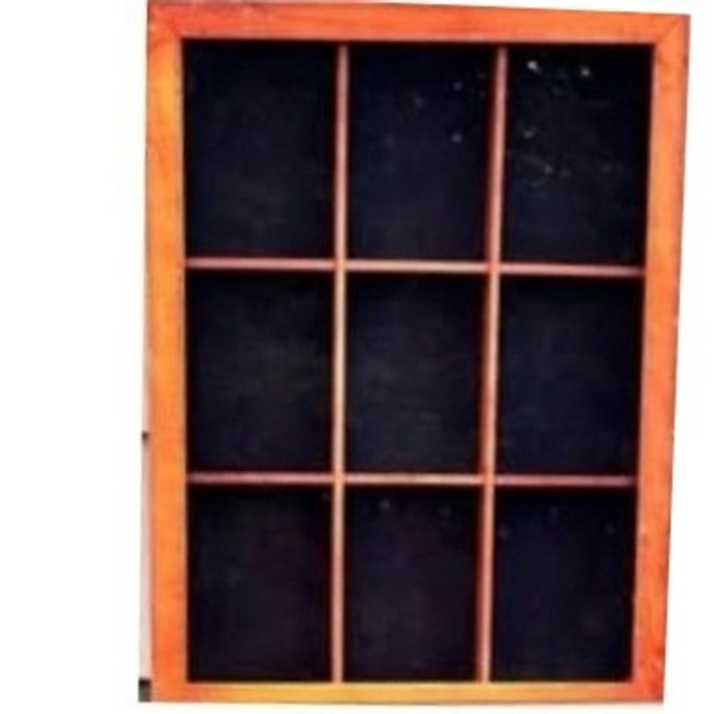 Vintage Wood 9 Compartment Shadow Box Glass Front Display Case Brown 13"x17"